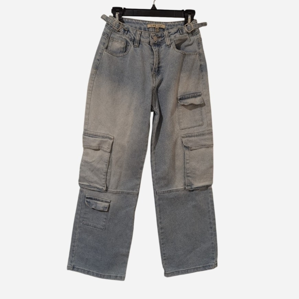 Pre-owned Women's Straight Leg Cargo Jeans - Gray